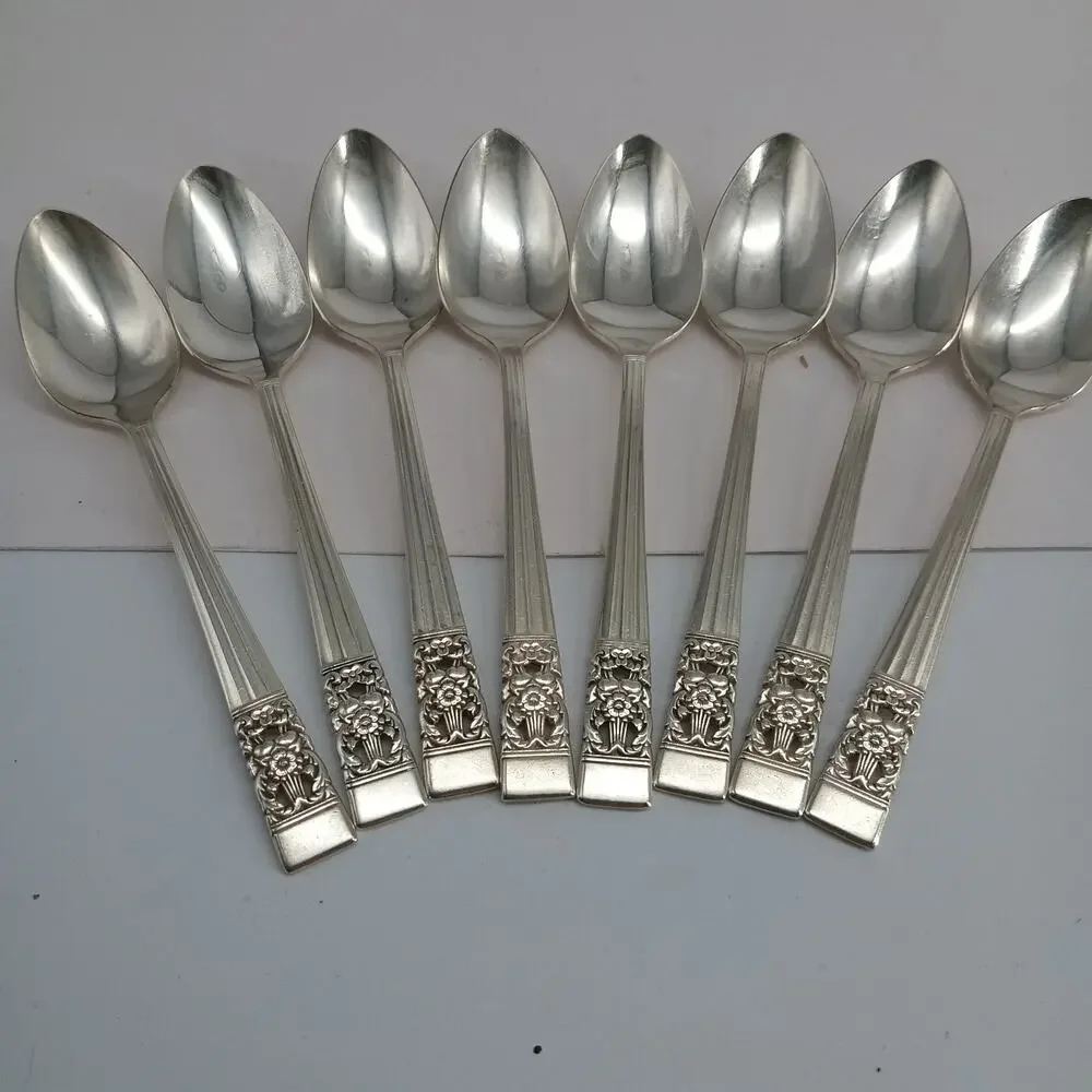 8X Tsp Oneida CORONATION Silverplate Teaspoons Flatware